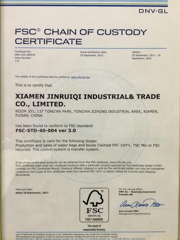 SA8000 - Xiamen Jinruiqi Industrial & Trade Co., Ltd.