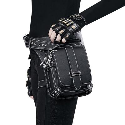 China Motorcycle Locomotive Steampunk Retro Fashion Hip Hop Waist Belt Leg Sling Leather Bag Black Anti-theft Leather Bag for sale