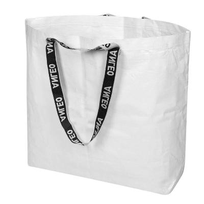 China PORTABLE PP Laminated Tote Bag Large Capacity Woven White Tote Shopping Bag Customized Plastic Lamination for sale