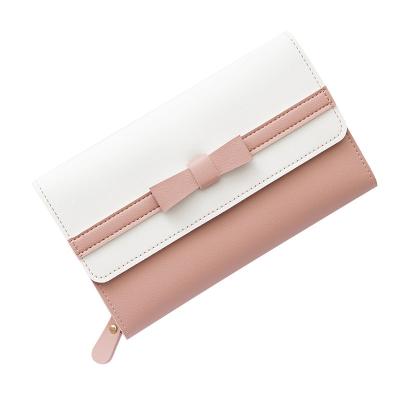 China Long Leather Wallets Woman Purse Ladies Grab Part Bow Lady Bags Wallet PU Leather Long Purse Wallets For Fashionable Women for sale