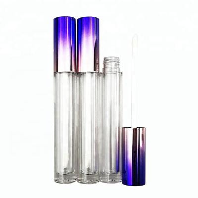 China Sunscreen Around Purple White Color Lip Gloss Tube Empty Plastic Private Label With Brush for sale