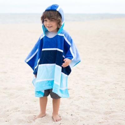 China 100%cotton Breathable Kids Towel Hooded Poncho With Good Water Absorption for sale