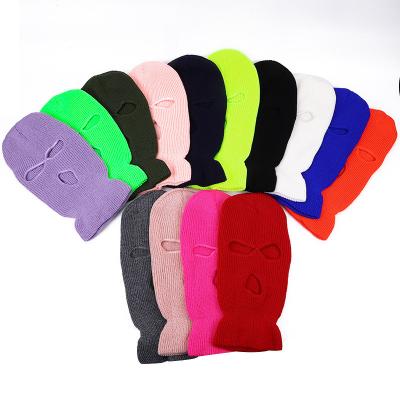 China JOINT Custom Logo Winter Balaclava 3-Holes Custom Full Face Blanket Acrylic Knitted Neck Cover for sale