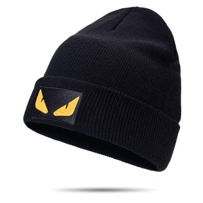 China Winter COMMON high quality unisex custom beanie knitted acrylic skull hat with 3D embroidery logo for sale