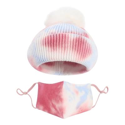 China COMMON Soft Tie Dye Winter Children Winter Hats Wool Beanies With Pompom for sale