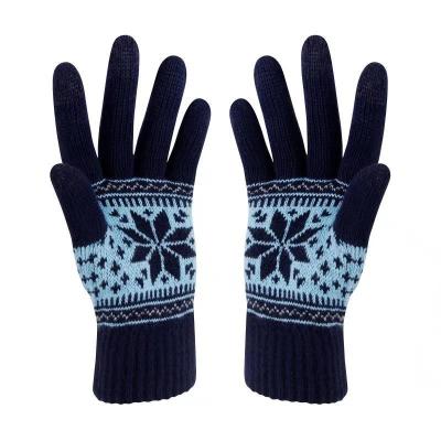 China Long Soft Winter Gloves Mow Scratching Snowflake Pattern Touch Screen Gloves for sale