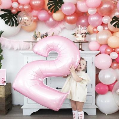 China Gift Toy 40inch Macaron Pearl Blue Pink Number Foil Balloons 1 2 3 4 5 6 7 8 Birthday Party Wedding Baby Shower Festival Decoration Balls for sale