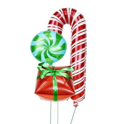 China Beautiful 18 24 Inch Red Candy Cane Gift Green Color Christmas Foil Balloons For Birthday Party Wedding Decorations for sale