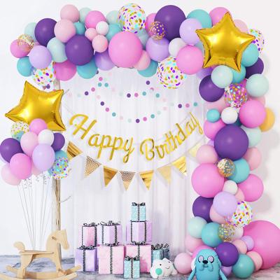 China Gift Toy 103 Pcs Unicorn Balloon Star Birthday Package Pink Blue Garland Birthday Banner Pennant Gold Balloons Arch Kit for sale