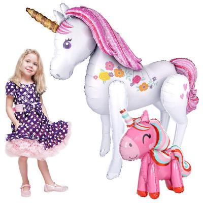 China Gift Toy 3.8ft Large Animal Unicorn Balloon Baby Shower Party Decorations 3D Foil Balloons Girls Happy Birthday Decor Kids Supplies for sale