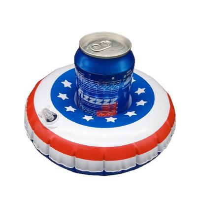 China Viable American Flag Donut Beer Can Inflatable Floating Drinks Holder for sale