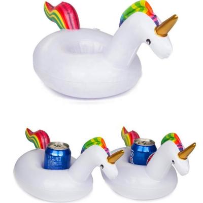 China Sustainable Inflatable Floating PVC Unicorn Beer Can Drinks Holder for sale