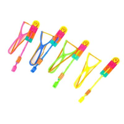 China Flying Toy Elastic Blade Y Led Slingshot Helicopter With Whistling Toys for sale