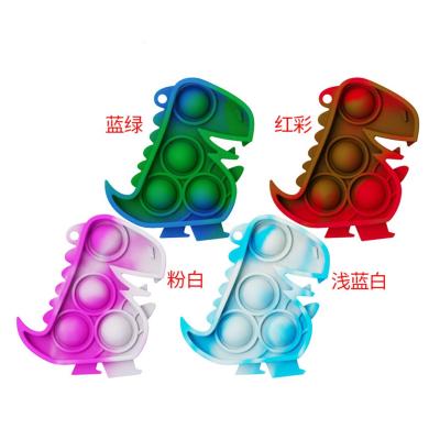 China Durable Silicone Dinosaur Push Bubble Noise Busy Person Toy With Key Chain for sale