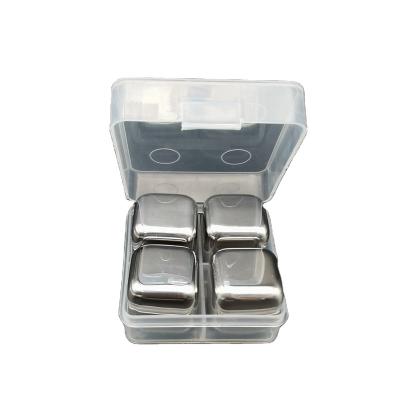 China 4pcs Stainless Steel Viable Ice Cube Whiskey Cooling Stone for sale