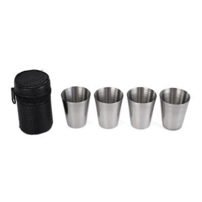 China Modern Stainless Steel 4pcs Pint Shot Glass Drinks Mug With Bag for sale