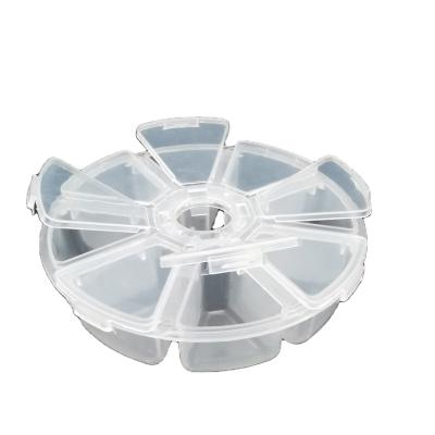 China 8 Sustainable Compartments Round Plastic UFO Storage Container Box for sale