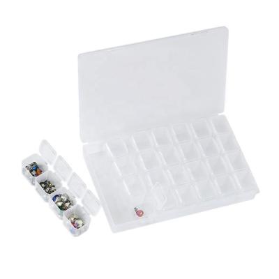 China 28 Slots Viable Plastic Nail Art Pearl Gem Storage Case Box for sale