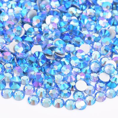 China Flatback Shiny SS 6 8 10 16 20 30 Light Sapphire ab Nails Glass Crystal Rhinestones For Dress Shoes Crystal Stones Flatback Strass Beads for sale