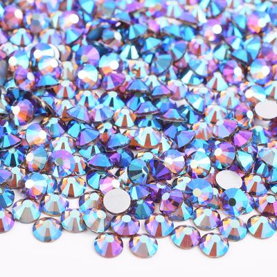 China Flatback SS6 8 10 16 20 30 Flatback Fake Stones Rhinestone Smoked Glass Topaz ab Diamond Crystals Stones Non Hotfix For Decoration for sale