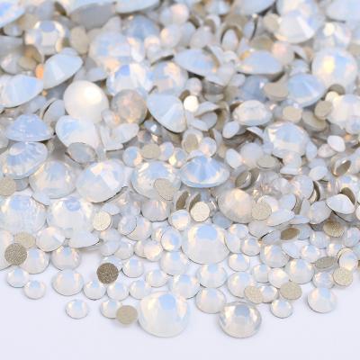 China White Opal Crystal Rhinestones Nail Designs Accessories Non Hotfix Flatback Crystal Rhinestones For DIY High Quality Flatback Mix Size for sale