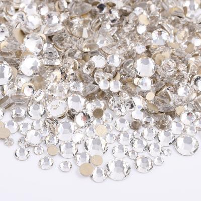 China Non-Hot Fix Flatback Glitter Mix Size Flatback Clear Rhinestones Stick On Crystal Strass Rhinestones For Nail Art Decorations for sale