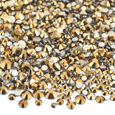 China Wholesale 1440pc Mix Size SS3-SS20 Mix Size SS3-SS20 Flatback Gold Flatback Stone Nail Crystal Sticker Non Hotfix Rhinestone Glass Nail for sale