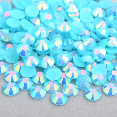 China Flatback Wholesale 4mm 5mm 6mm Round Rhinestone Resin Crystal Stones Jelly Blue Zircon ab Strass Flatback For DIY Craft Decoration for sale