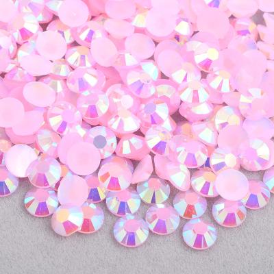 China High Quality Flatback Applique 4mm 5mm 6mm Jelly Pink ab Strass Around Flatback Resin Faux Stone For DIY Craft Decoration for sale