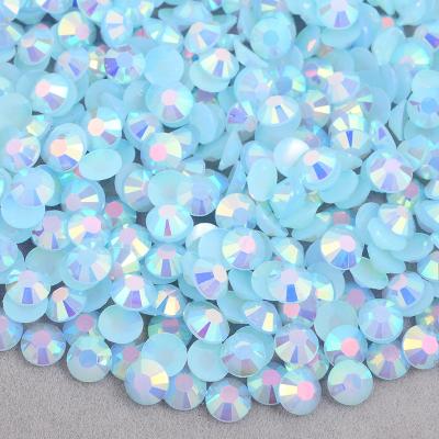 China Flatback 4 5 6mm Jelly Lt. Blue Green Nail Art Crystal Stickers Non Hotfix Rhinestones AB Stones Flatback Decoration Fake Stone For DIY for sale