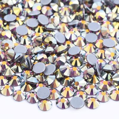 China Flatback SS6 8 10 12 16 20 30 Amethyst AB Crystal Strass Flatback Round Glass Hot Fix Stones Hotfix Iron On Rhinestone For Crafts for sale