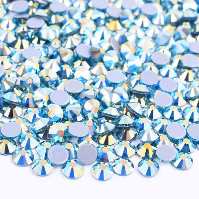 China Blue Zircon 30 ab Flatback SS16 20 Flatback Crystal Stone Hotfix Iron On Rhinestone Applique Rhinestone For Dance Dress for sale