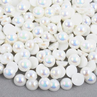 China Flatback Wholesale 2 3 4 5 6mm White Ivory Half Pearl Round Flatback AB Pearl Beads For Jewelry Craft Clothing Decoration for sale