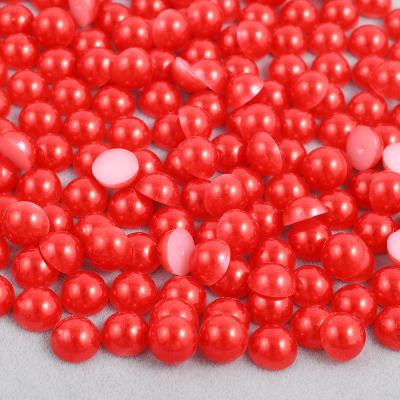 China Flatback Sell 2 4 6 8 10 12 Wholesale 14mm Round Beads Siam Color Non Hot Fix Crystal Rhinestone Flatback Pearl Half For Nail Art DIY for sale