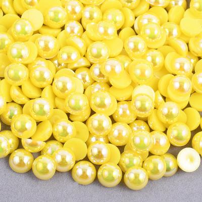 China Flatback 6 Half 8 10 12mm AB Citrine Pearl Rhinestone Applique Flatback Rhinestone Pearl Beads For DIY Crystal Stickers for sale