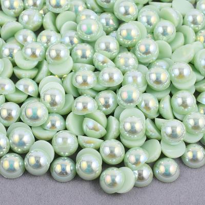 China Flatback 2 green half 4 6 8 10 12 14mm light ab bead stickers Crystal Stones Flatback Half Round bead beads for sale