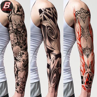 China Customized Extended Arm Temporary Tattoo Stickers Fish Skull Large Arm Waterproof Tattoo Stickers for sale