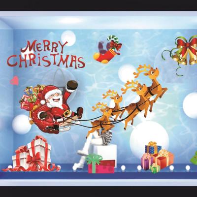 China Waterproof+Eco-friendly Merry Christmas Waterproof Stickers Free To Paste Christmas 3d Stickers Christmas Wall Stickers for sale