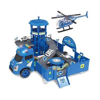 China Slot Toy Police Car Airplane Parking Set Slot Toys Truck Track For Kids for sale