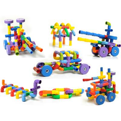 China Children Diy Toy Set of Toy Building Blocks Plastic Building Pipe 90 PCs for sale