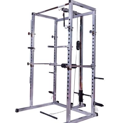 China Fitness Equipment Application Linefar Power Rack Body Exercise With Lat Pull Down Multifunctional Power Cage Squat Rack for sale