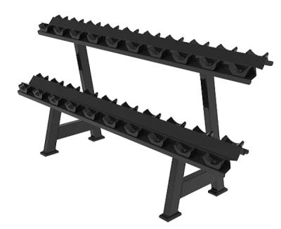 China Linefar Modern Fitness Gym Equipment Commercial Dumbbells With Rack Double Layer Vertical Dumbbell Frames Ten Pairs Dumbbell Rack for sale