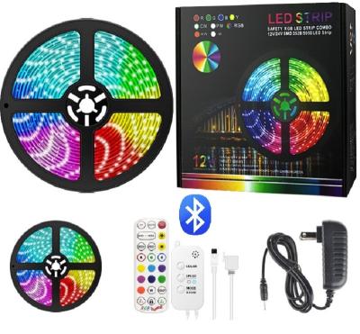 China Landscape / residential colorful 12w 24v 5050 led strip rgb battery operated , 5m led strip ip65 with remote for sale