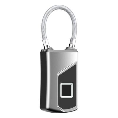 China Portable Security Lock Small Luggage Fingerprint Waterproof Smart Padlock 90*30*15mm for sale