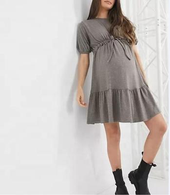 China HONGYUAN Anti-Static Plus Size Tiered Ruched Mini Dress Women Maternity Super Soft Short Sleeve Mini Dress for sale