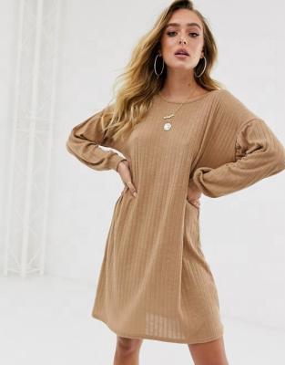 China Fashion Autumn Women Mini Dress Anti-Static Warm Oversized Lightweight Dress Pretty in Camel for sale