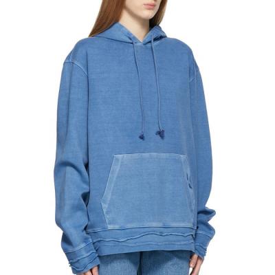 China Factory Women's Anti-Shrink Plain Sweatshirt Hoodies Acid Wash Heavy Cotton Tank Top Long Sleeve Hoodie for sale