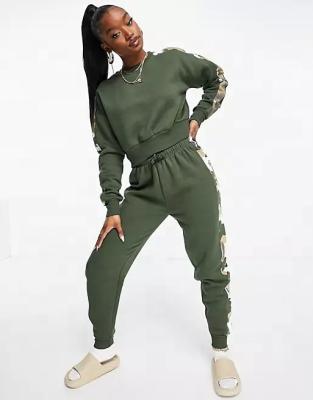 China High Quality Women Anti Shrink Custom Sports Sweatsuit Sweatshirt Set Camouflage Stripe Women Tracksuit Sports And Tracksuit for sale