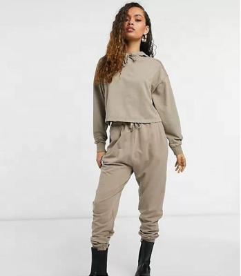 China Acid Wash 100%Cotton Small Tracksuit High Quality Anti Shrink Hoodie Women Tracksuit Set for sale