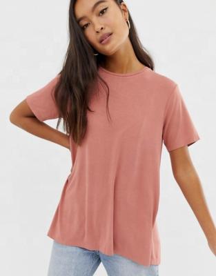 China HONGYUAN Custom Anti-Shrink Women's Top T-Shirt With Drapey Split Back Casual Plain T-shirt for sale